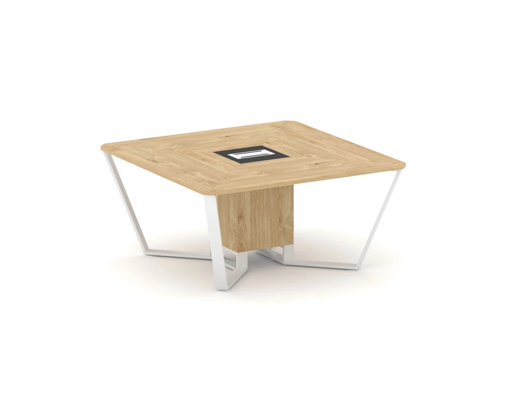 Стол переговорный квадратный ЛДСП/краш. металл/МДФ 1600x1600x750 Steel Meet