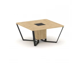 Стол переговорный квадратный ЛДСП/краш. металл/МДФ 1600x1600x750 Steel Meet images
