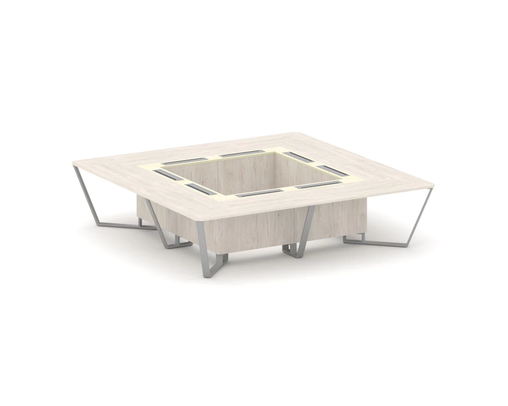 Стол переговорный квадратный ЛДСП/краш. металл/МДФ 3200x3200x750 Steel Meet