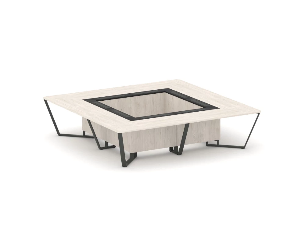 Стол переговорный квадратный ЛДСП/краш. металл/МДФ 3200x3200x750 Steel Meet