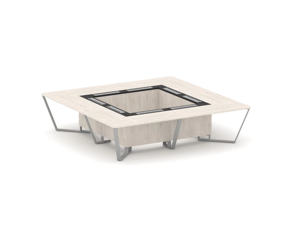 Стол переговорный квадратный ЛДСП/краш. металл/МДФ 3200x3200x750 Steel Meet