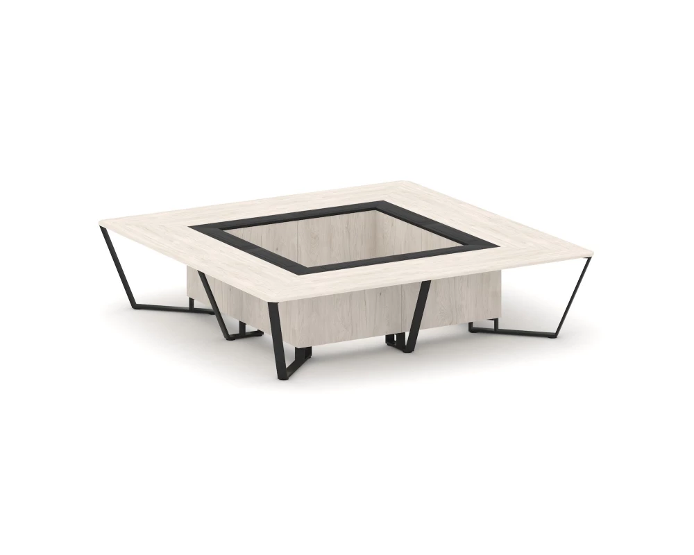 Стол переговорный квадратный ЛДСП/краш. металл/МДФ 3200x3200x750 Steel Meet