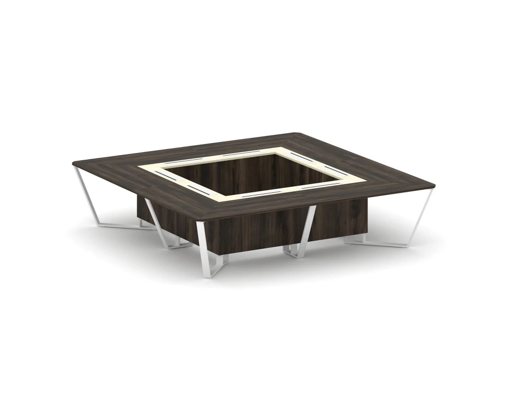 Стол переговорный квадратный ЛДСП/краш. металл/МДФ 3200x3200x750 Steel Meet