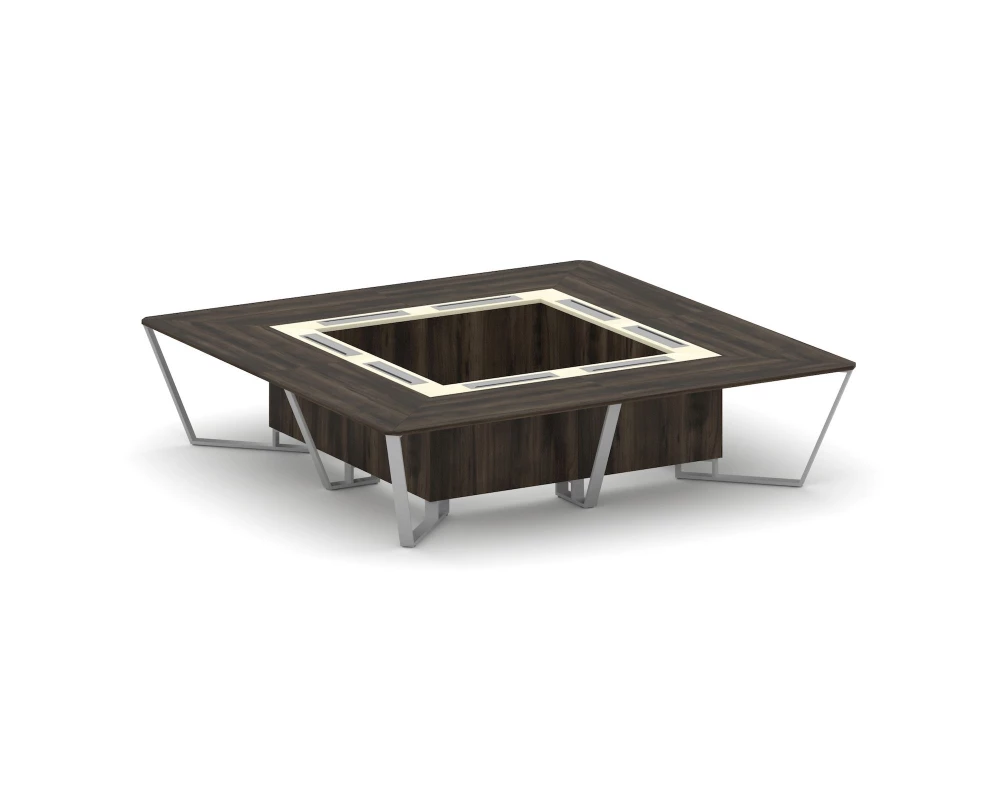 Стол переговорный квадратный ЛДСП/краш. металл/МДФ 3200x3200x750 Steel Meet