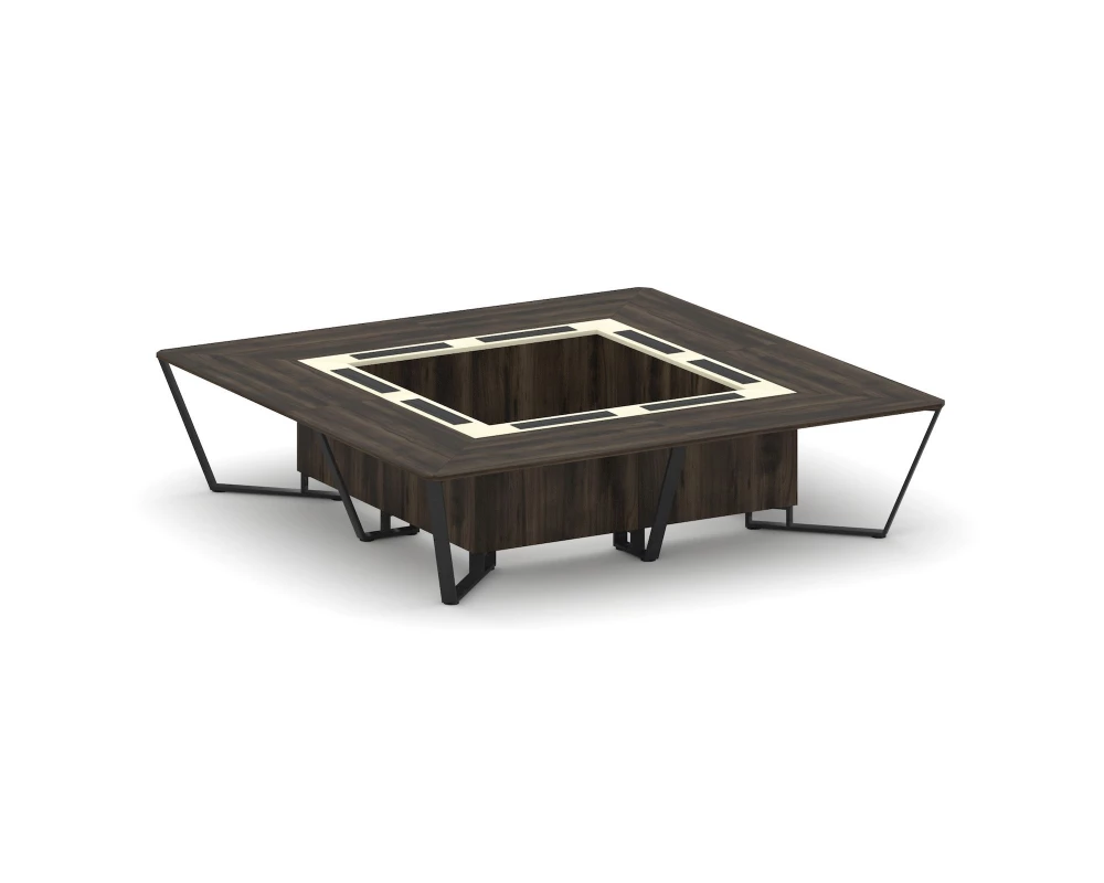 Стол переговорный квадратный ЛДСП/краш. металл/МДФ 3200x3200x750 Steel Meet