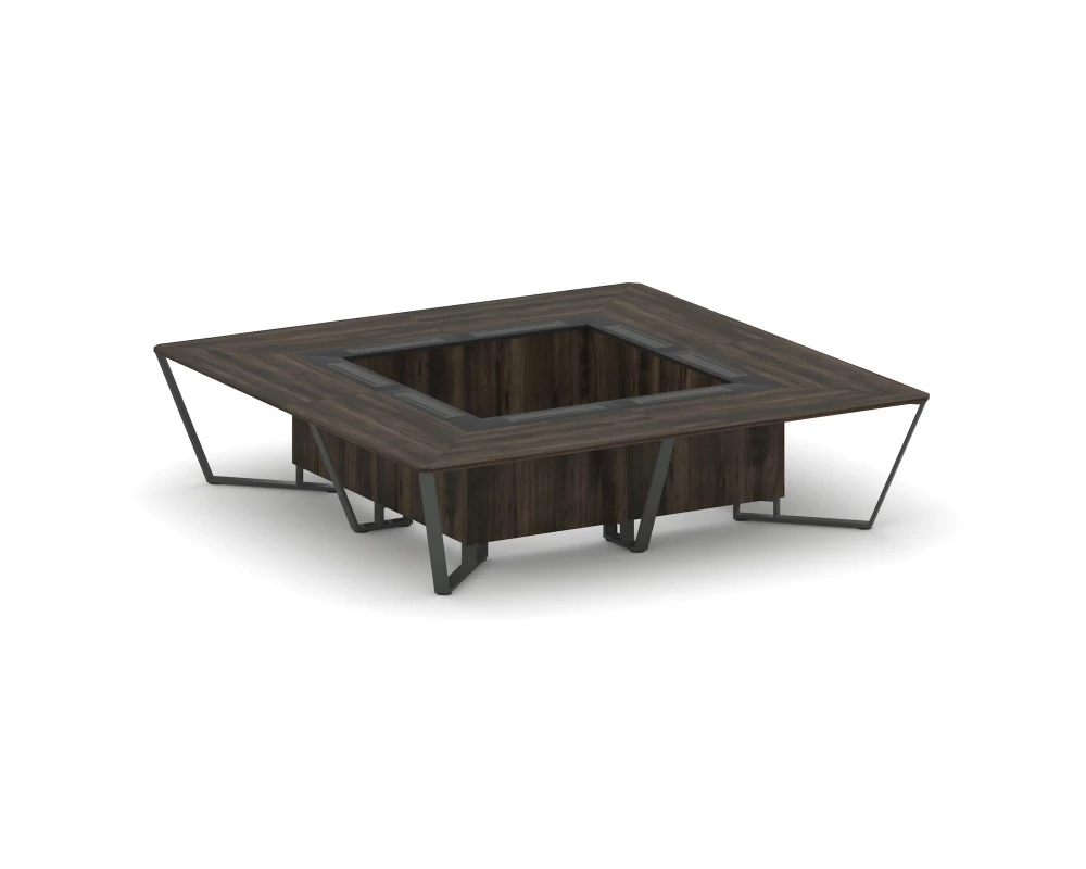 Стол переговорный квадратный ЛДСП/краш. металл/МДФ 3200x3200x750 Steel Meet