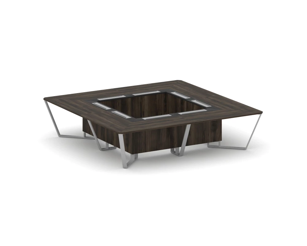 Стол переговорный квадратный ЛДСП/краш. металл/МДФ 3200x3200x750 Steel Meet