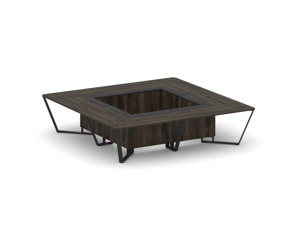 Стол переговорный квадратный ЛДСП/краш. металл/МДФ 3200x3200x750 Steel Meet