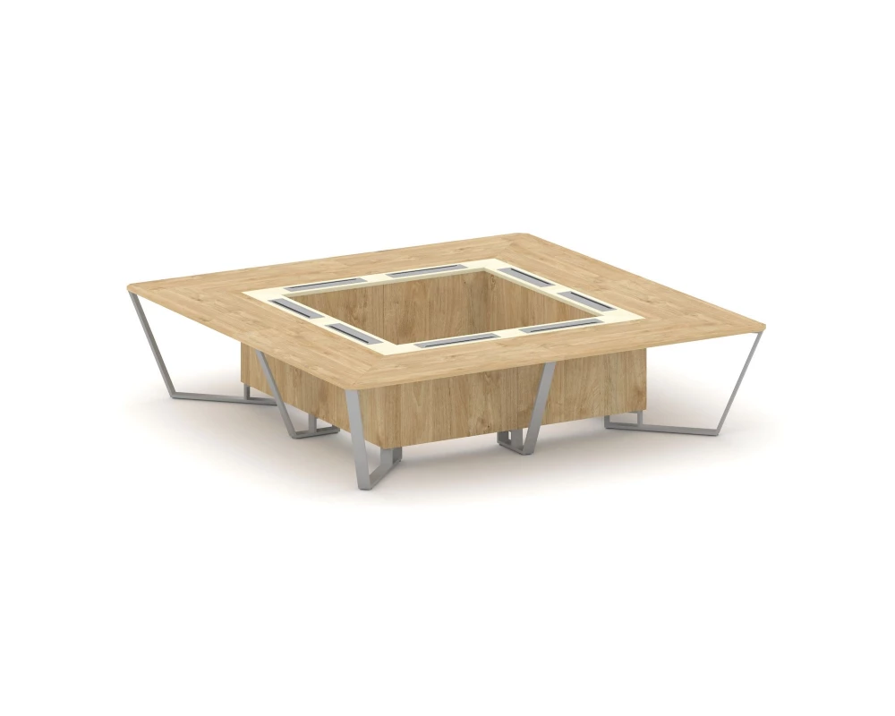 Стол переговорный квадратный ЛДСП/краш. металл/МДФ 3200x3200x750 Steel Meet