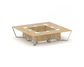 Стол переговорный квадратный ЛДСП/краш. металл/МДФ 3200x3200x750 Steel Meet images