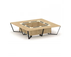 Стол переговорный квадратный ЛДСП/краш. металл/МДФ 3200x3200x750 Steel Meet images