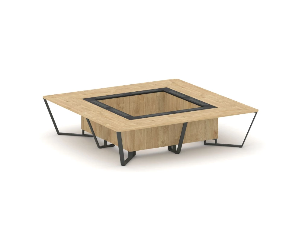 Стол переговорный квадратный ЛДСП/краш. металл/МДФ 3200x3200x750 Steel Meet