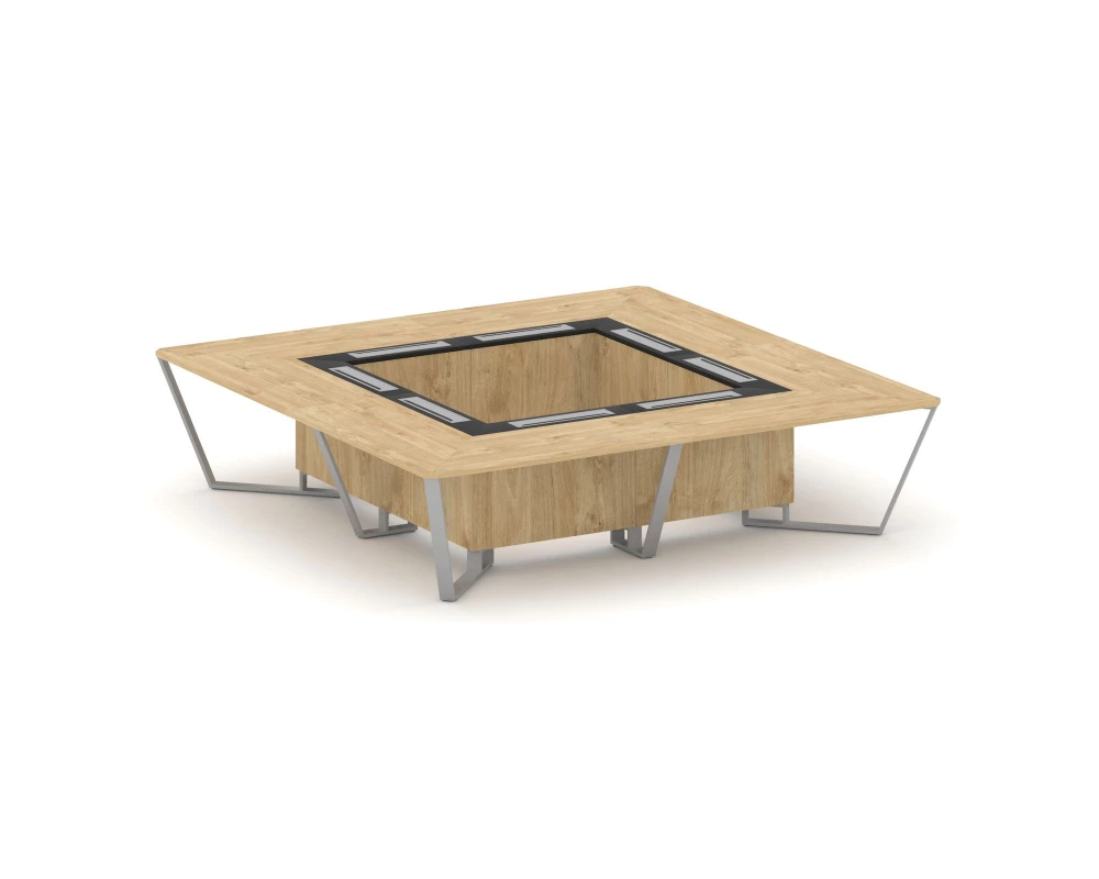 Стол переговорный квадратный ЛДСП/краш. металл/МДФ 3200x3200x750 Steel Meet