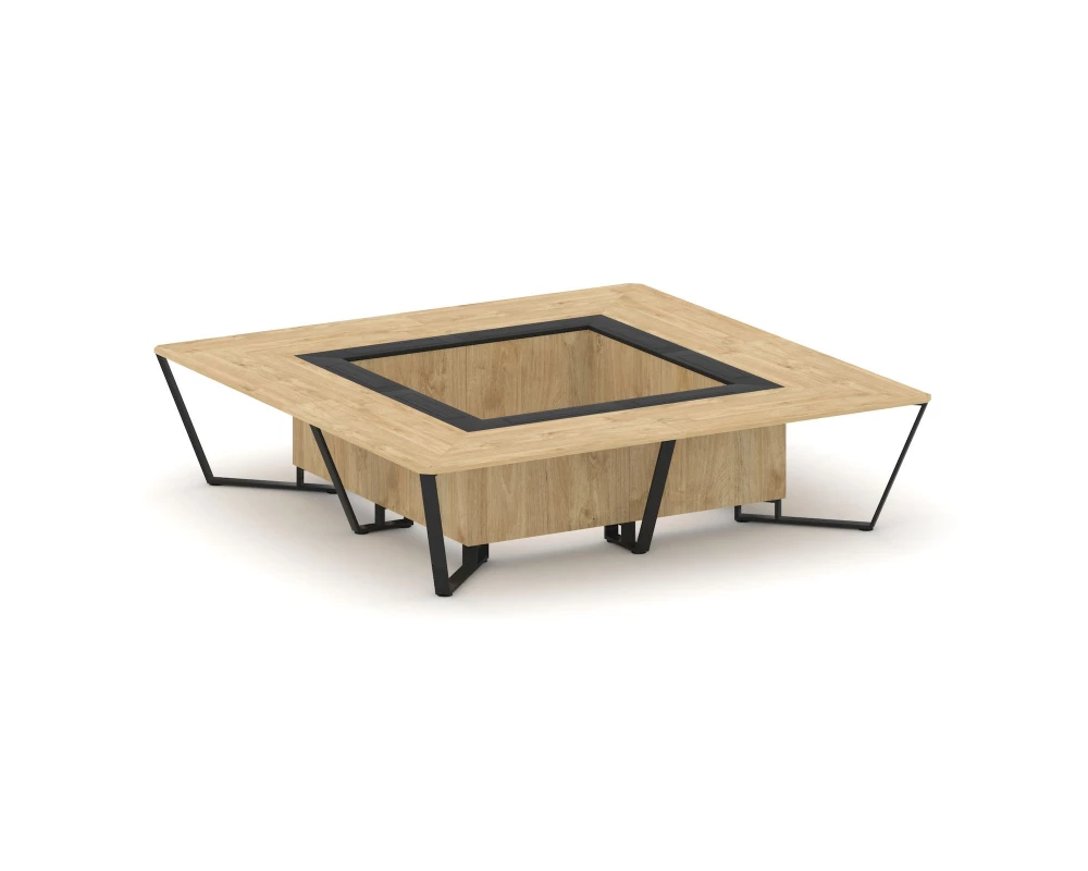 Стол переговорный квадратный ЛДСП/краш. металл/МДФ 3200x3200x750 Steel Meet