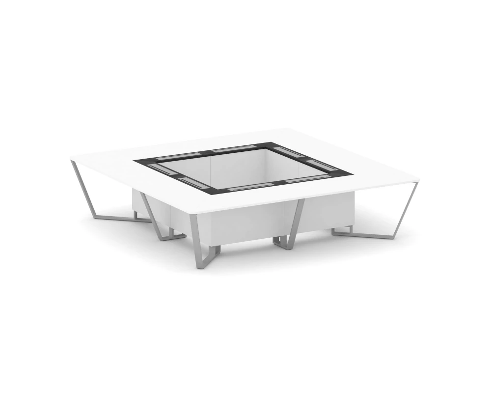 Стол переговорный квадратный ЛДСП/краш. металл/МДФ 3200x3200x750 Steel Meet