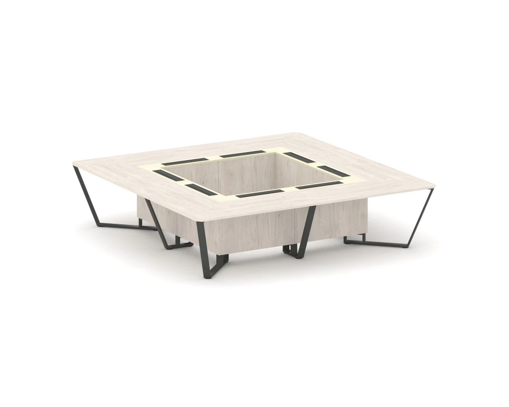 Стол переговорный квадратный ЛДСП/краш. металл/МДФ 3200x3200x750 Steel Meet