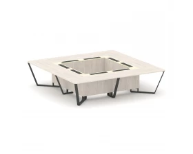 Стол переговорный квадратный ЛДСП/краш. металл/МДФ 3200x3200x750 Steel Meet images