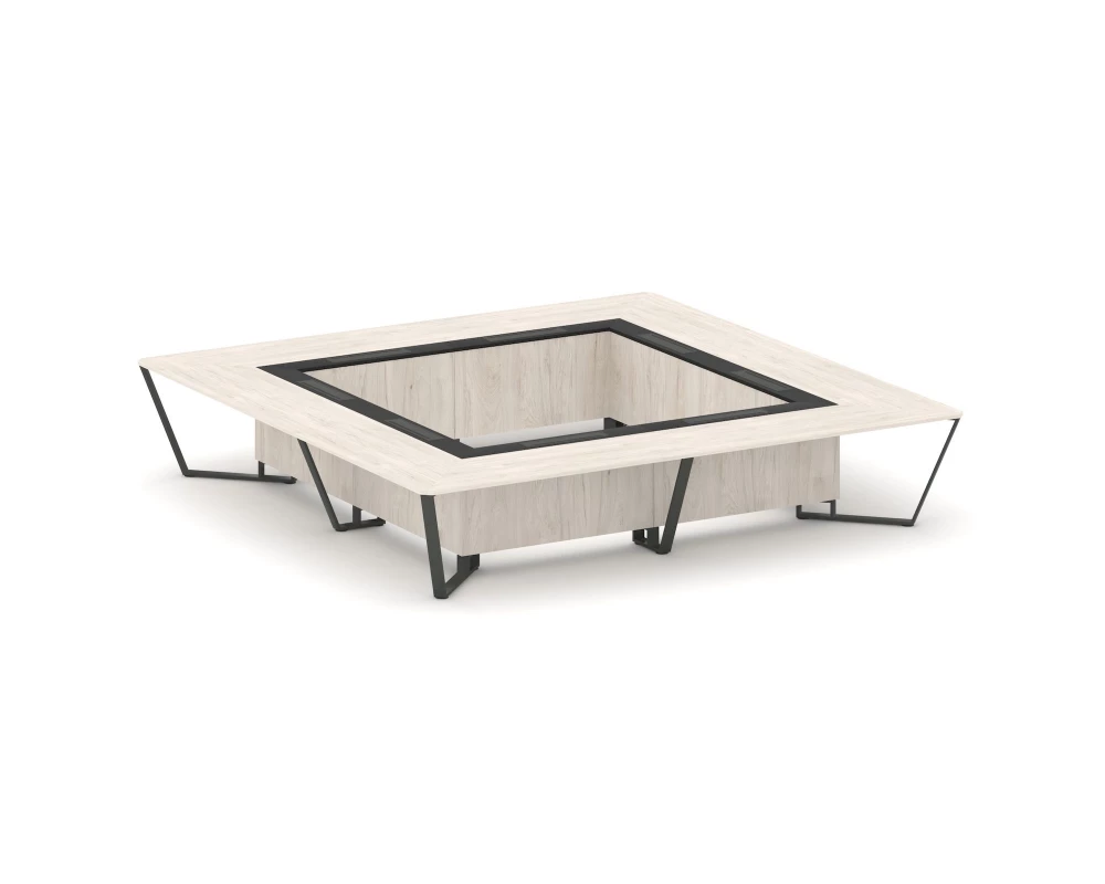 Стол переговорный квадратный ЛДСП/краш. металл/МДФ 4000x4000x750 Steel Meet