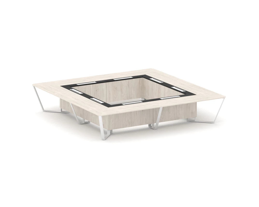 Стол переговорный квадратный ЛДСП/краш. металл/МДФ 4000x4000x750 Steel Meet