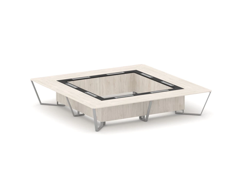 Стол переговорный квадратный ЛДСП/краш. металл/МДФ 4000x4000x750 Steel Meet