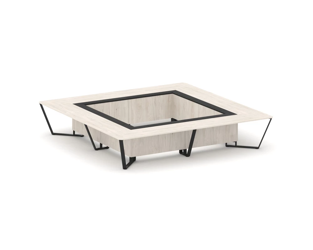 Стол переговорный квадратный ЛДСП/краш. металл/МДФ 4000x4000x750 Steel Meet