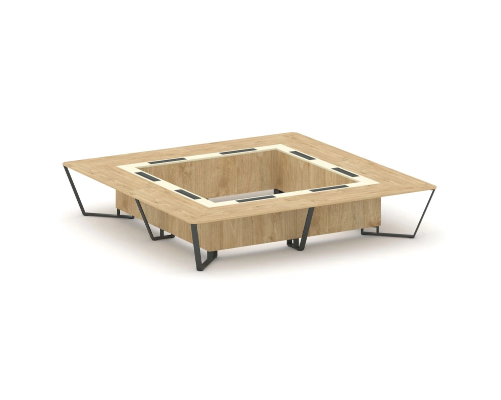 Стол переговорный квадратный ЛДСП/краш. металл/МДФ 4000x4000x750 Steel Meet