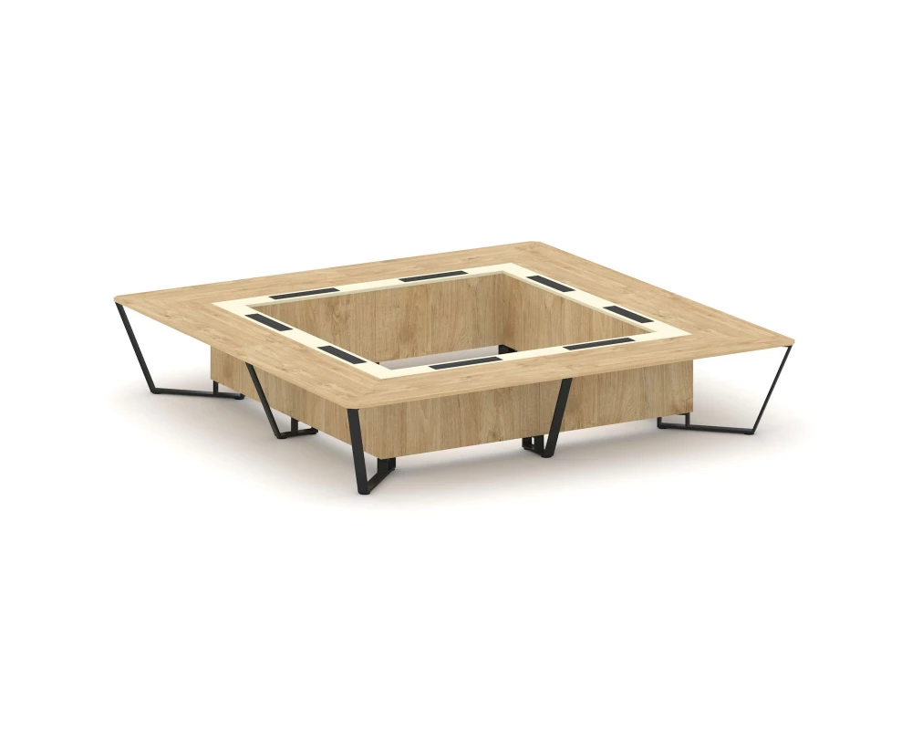 Стол переговорный квадратный ЛДСП/краш. металл/МДФ 4000x4000x750 Steel Meet