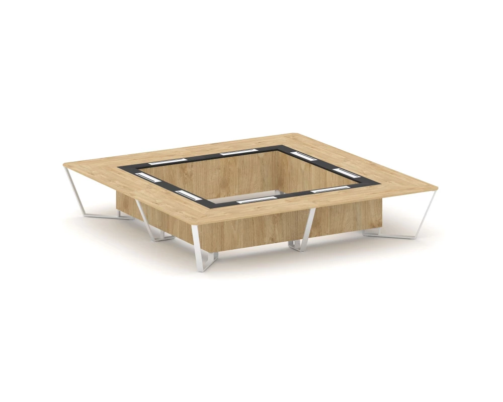 Стол переговорный квадратный ЛДСП/краш. металл/МДФ 4000x4000x750 Steel Meet