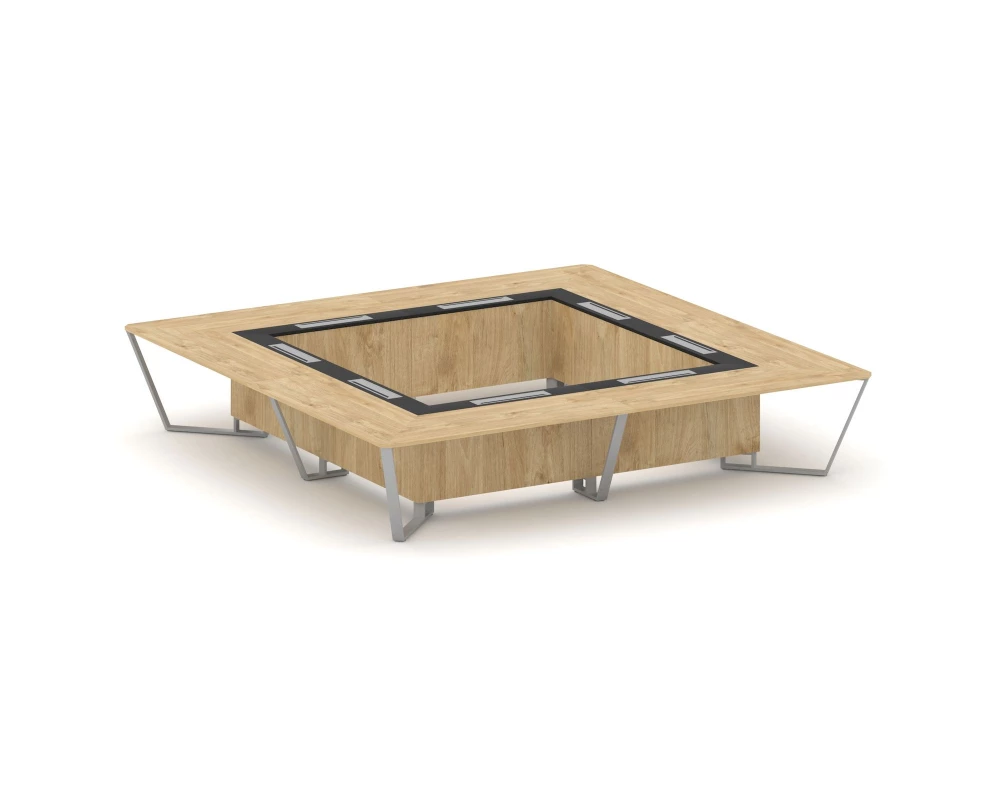 Стол переговорный квадратный ЛДСП/краш. металл/МДФ 4000x4000x750 Steel Meet