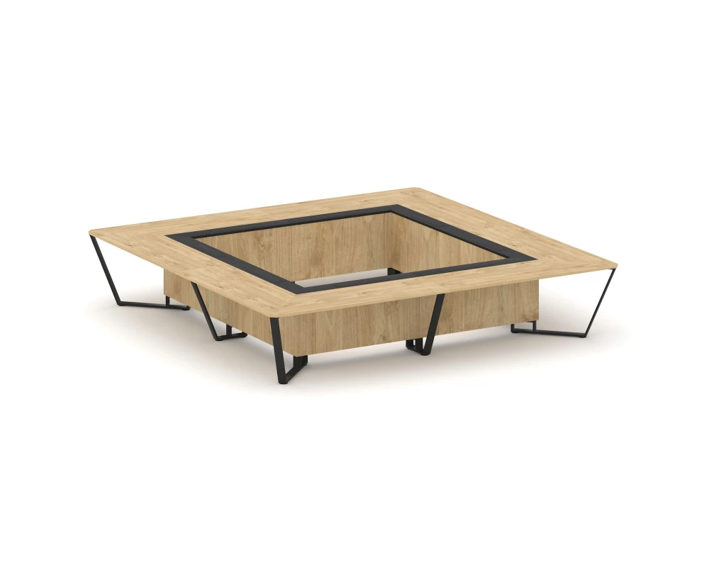 Стол переговорный квадратный ЛДСП/краш. металл/МДФ 4000x4000x750 Steel Meet