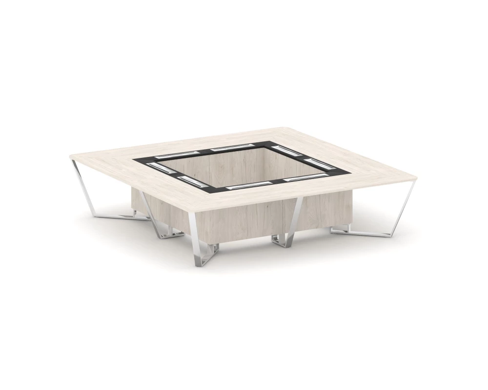 Стол переговорный квадратный ЛДСП/нерж. сталь/МДФ 3200x3200x750 Steel Meet