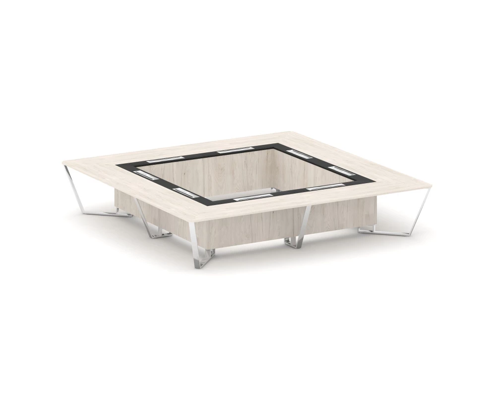 Стол переговорный квадратный ЛДСП/нерж. сталь/МДФ 4000x4000x750 Steel Meet