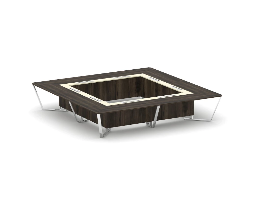 Стол переговорный квадратный ЛДСП/нерж. сталь/МДФ 4000x4000x750 Steel Meet