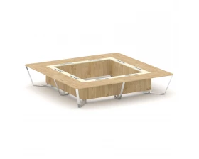 Стол переговорный квадратный ЛДСП/нерж. сталь/МДФ 4000x4000x750 Steel Meet images