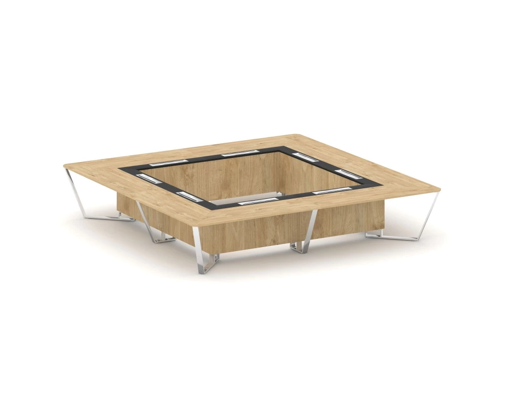 Стол переговорный квадратный ЛДСП/нерж. сталь/МДФ 4000x4000x750 Steel Meet