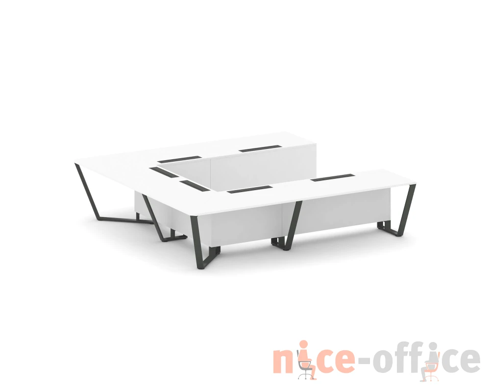 Стол переговорный П-образный ЛДСП/краш. металл 3200x3200x750 Стил Мит / Steel Meet