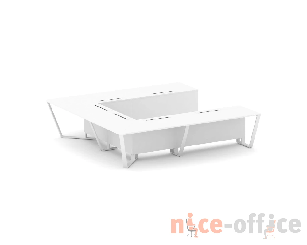 Стол переговорный П-образный ЛДСП/краш. металл 3200x3200x750 Стил Мит / Steel Meet