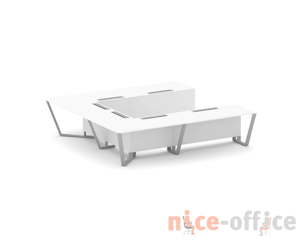 Стол переговорный П-образный ЛДСП/краш. металл 3200x3200x750 Стил Мит / Steel Meet