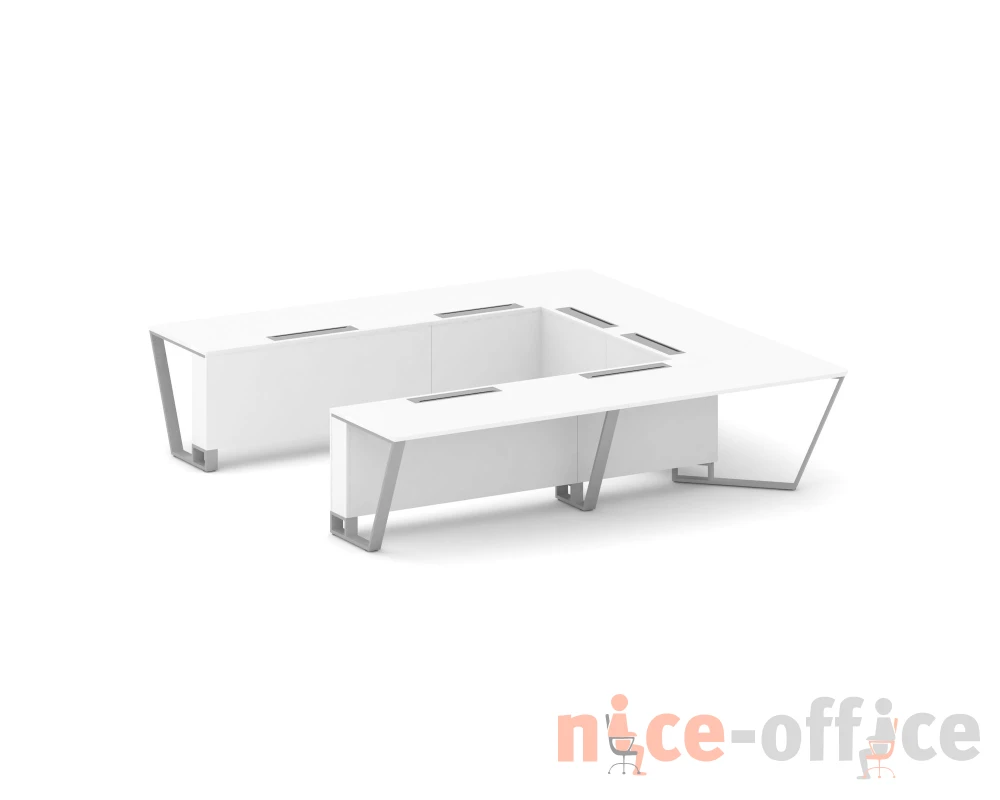 Стол переговорный П-образный ЛДСП/краш. металл 3200x3200x750 Стил Мит / Steel Meet