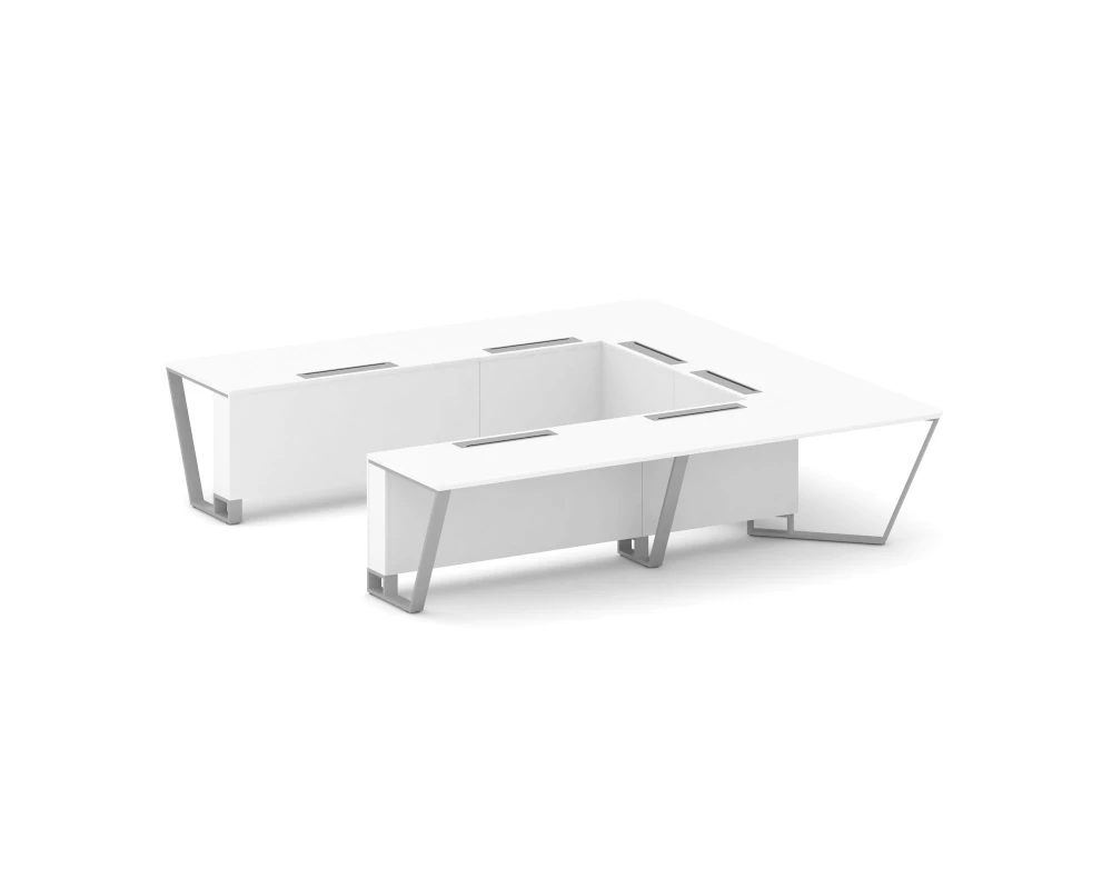 Стол переговорный П-образный ЛДСП/краш. металл 3200x3200x750 Стил Мит / Steel Meet