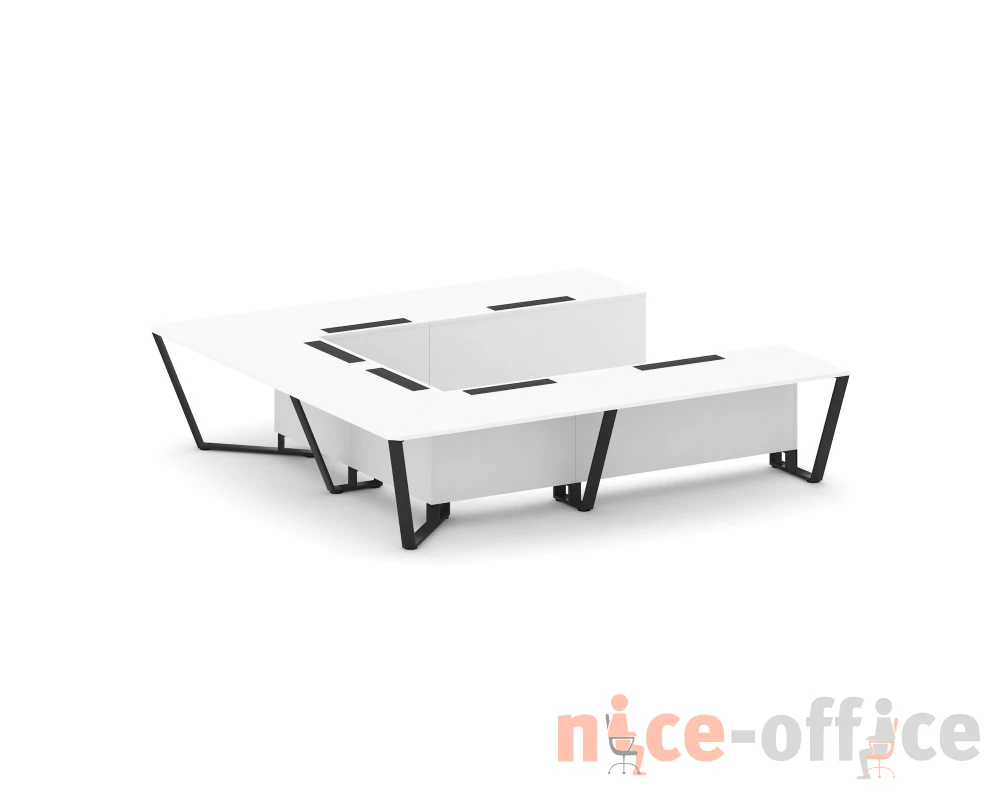 Стол переговорный П-образный ЛДСП/краш. металл 3200x3200x750 Стил Мит / Steel Meet