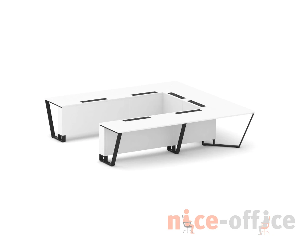 Стол переговорный П-образный ЛДСП/краш. металл 3200x3200x750 Стил Мит / Steel Meet