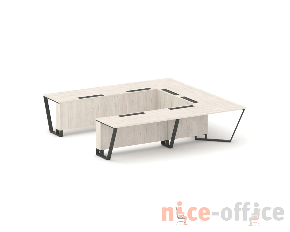 Стол переговорный П-образный ЛДСП/краш. металл 3200x3200x750 Стил Мит / Steel Meet