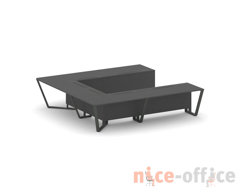Стол переговорный П-образный ЛДСП/краш. металл 3200x3200x750 Стил Мит / Steel Meet