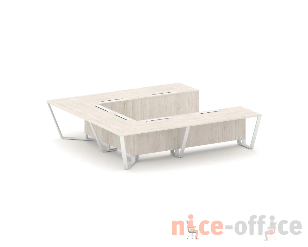 Стол переговорный П-образный ЛДСП/краш. металл 3200x3200x750 Стил Мит / Steel Meet