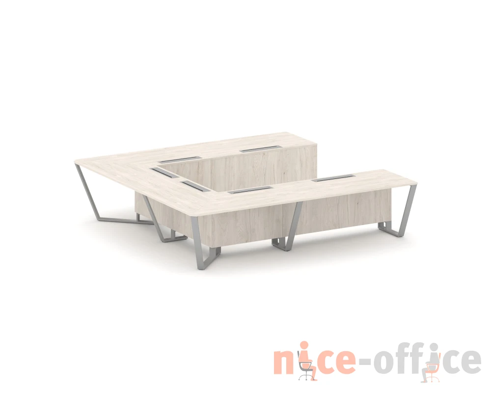 Стол переговорный П-образный ЛДСП/краш. металл 3200x3200x750 Стил Мит / Steel Meet