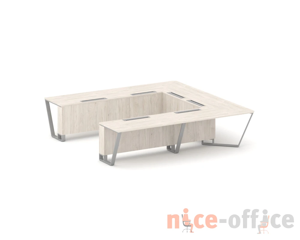 Стол переговорный П-образный ЛДСП/краш. металл 3200x3200x750 Стил Мит / Steel Meet
