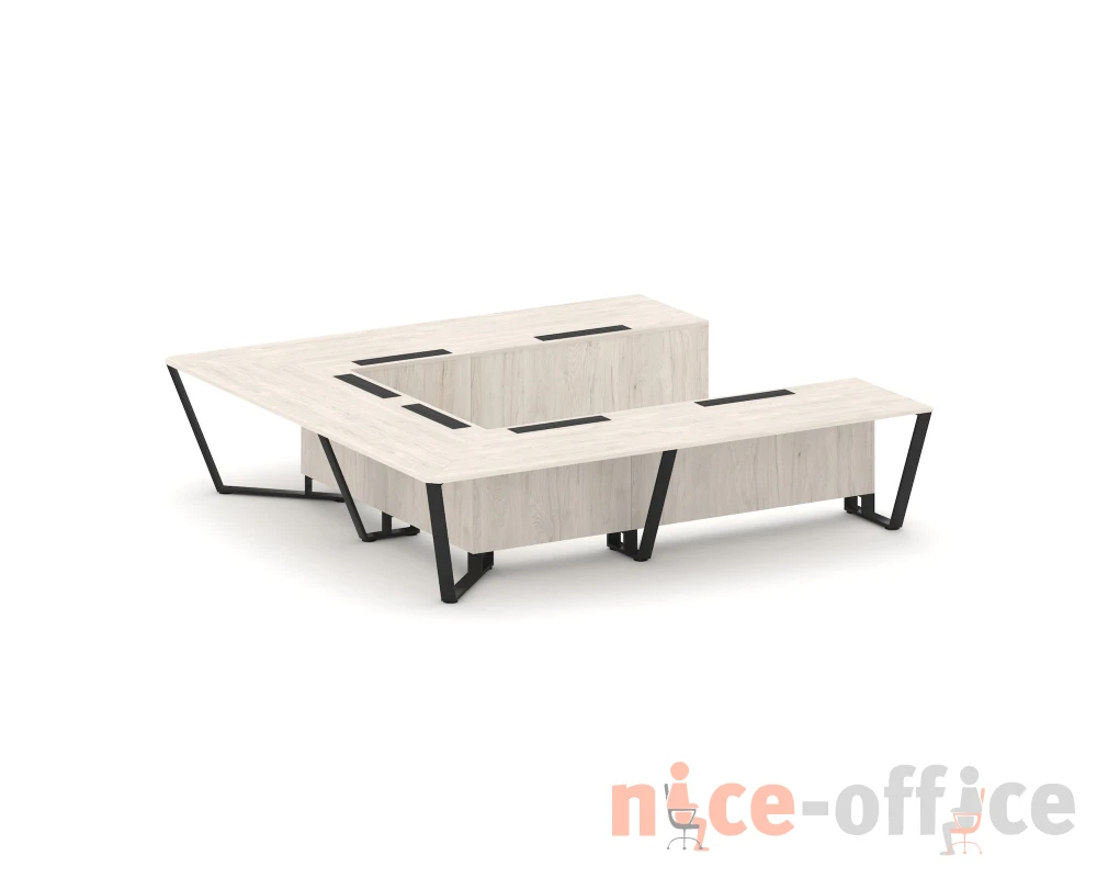 Стол переговорный П-образный ЛДСП/краш. металл 3200x3200x750 Стил Мит / Steel Meet