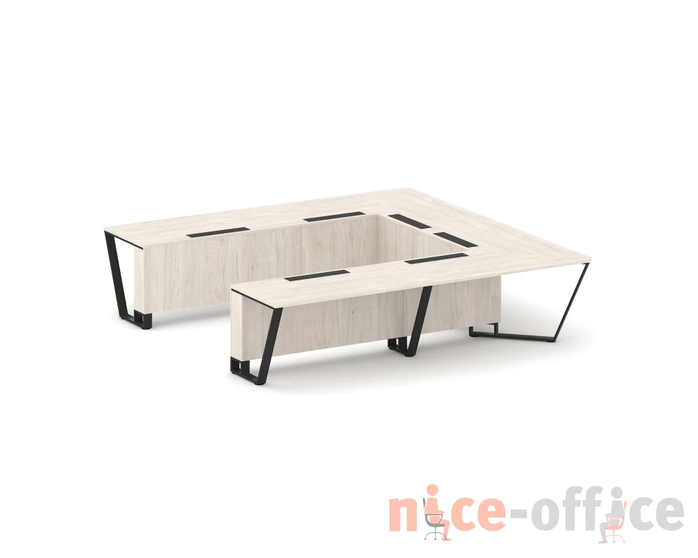 Стол переговорный П-образный ЛДСП/краш. металл 3200x3200x750 Стил Мит / Steel Meet