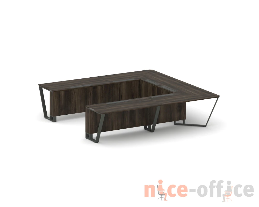 Стол переговорный П-образный ЛДСП/краш. металл 3200x3200x750 Стил Мит / Steel Meet